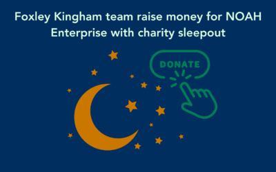 Foxley Kingham team raise money for NOAH Enterprise with charity sleepout